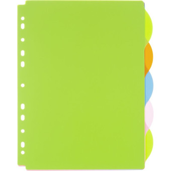 Разделитель листов пластиковый Attache Selection А4+ 5 листов по цветам  (246x305 мм)