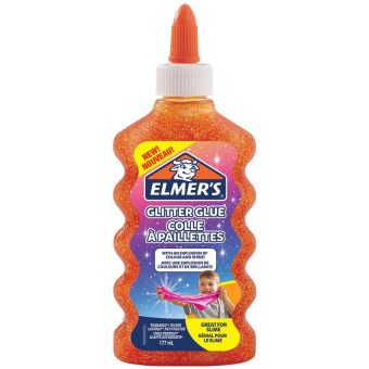 Клей для слаймов Elmer's Glitter Glue прозрачный оранжевый с блестками 177 мл