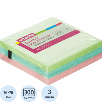 Стикеры Attache 76х76 мм пастельные 3 цвета (1 блок на 300 листов)
