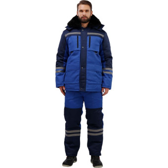Костюм рабочий зимний мужской з03-КПК с СОП васильковый/синий (размер 52-54, рост 182-188)