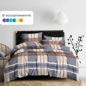 Постельное белье разноцветное (1.5-спальное, наволочка 70х70, полисатин)