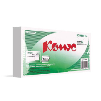 Конверт Комус E65 80 г/кв.м белый стрип с внутренней запечаткой (100 штук в упаковке)