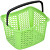 Корзина покупательская Комус Мебель пластик зелёная с чёрной ручкой