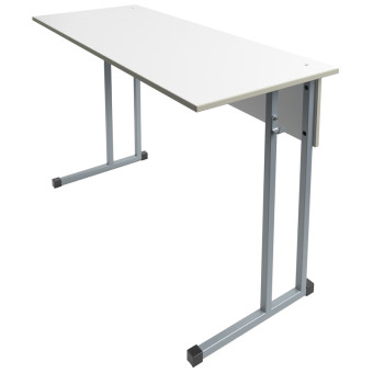 Стол ученический двухместный квадратные опоры (белый/серый, рост 6)