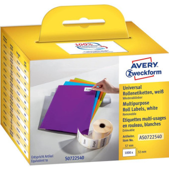 Этикетки Avery Zweckform AS0722540 для принтера этикеток Dymo (32 мм x 57 мм, цвет ленты белый, шрифт черный)