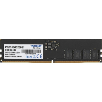 Модуль памяти Patriot Memory PSD516G520081 DDR5 16 ГБ Модуль памяти Patriot Memory PSD516G520081 DDR5 16 ГБ