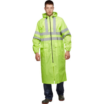 Плащ влагозащитный Тайфун ПВХ на молнии лимонный с СОП (размер 56-58,  рост 170-176)