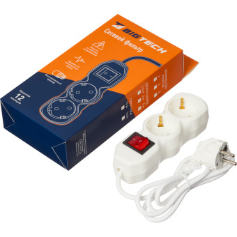 Сетевой фильтр BigTech ST210-1.5-W на 2 розетки 1.5 метра