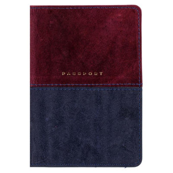 Обложка для паспорта OfficeSpace Duo из натуральной кожи бордовый/синий (311100)