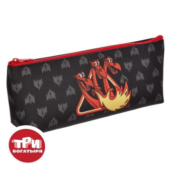 Пенал-косметичка односекционный Комус Три богатыря Горыныч черный