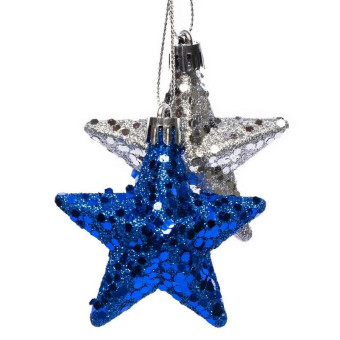 Новогоднее украшение Magic Time пластик синее/серебристое (высота 6.5 см, 2 штуки в упаковке)