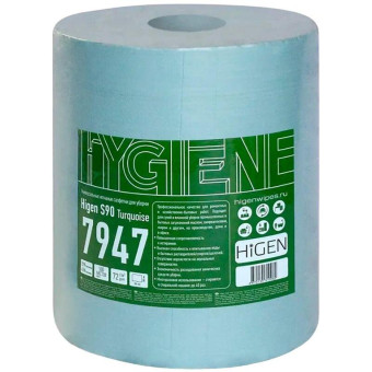 Нетканый протирочный материал HIGEN 7947/S90 бирюзовый (500 листов в рулоне)