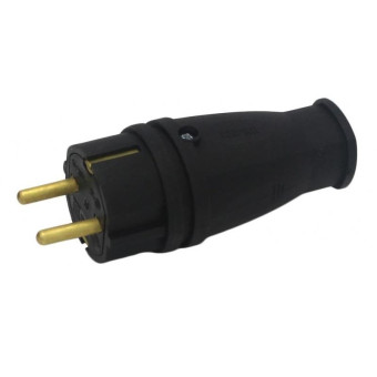 Вилка электрическая штепсельная Свет В16-001 с заземлением прямая 16А IP44 черная (SV0303-0008)