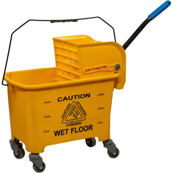 Тележка уборочная одноведерная 1x20 л с отжимом желтая (IN0484)