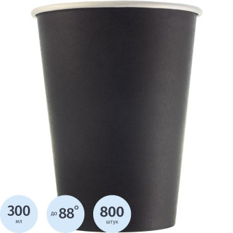 Стакан одноразовый бумажный Комус 430/300 мл черный (800 штук в упаковке) Стакан одноразовый бумажный Комус 430/300 мл черный (800 штук в упаковке)