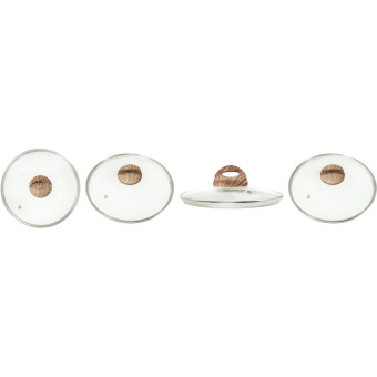 Крышка для посуды Panairo Wood с металлическим ободком диаметр  16-20-22-24 см