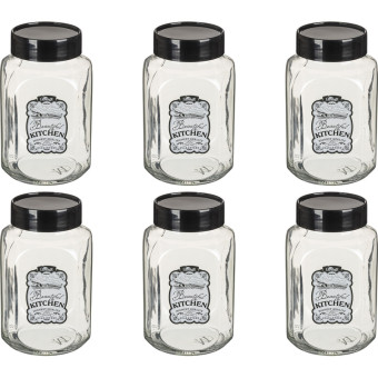 Банка для хранения Квестор стеклянная 1500 мл (6 штук в упаковке)