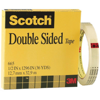 Клейкая лента канцелярская 3М Scotch 665 двусторонняя 12.7 мм х 33 м