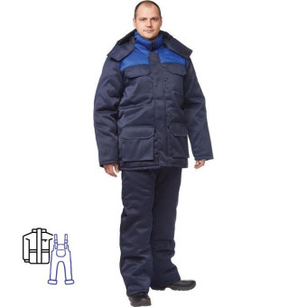 Костюм рабочий зимний мужской з12-КПК синий/васильковый (размер 60-62, рост 158-164)