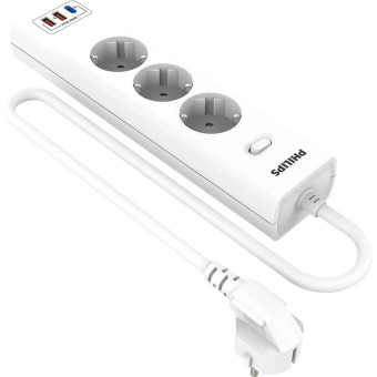 Сетевой фильтр Philips CHP4336WA/51 на 3 розетки 2 метра + 2 USB