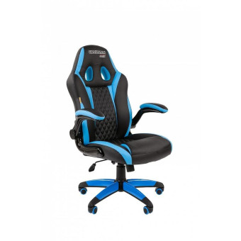 Кресло игровое Chairman Game 15 черное/голубое (экокожа/пластик)