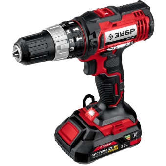 Дрель-шуруповерт ударная аккумуляторная Зубр ДШУ-185-22 18 В Li-ion 2 АКБ 2 Ач+ЗУ