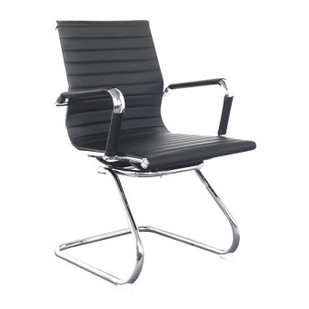 Конференц-кресло Бюрократ CH-883-Low-V черное (искусственная кожа/металл, 2 штуки в упаковке)
