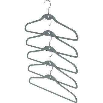 Вешалка-плечики универсальное CLH-229 пластик/металл серая (размер 52-54, 5 штук в упаковке)