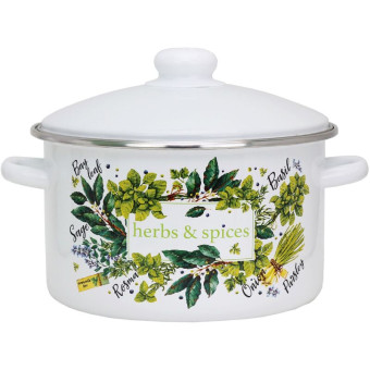 Кастрюля Эмаль Травы и специи (550002268) 2 л эмалированная сталь с крышкой