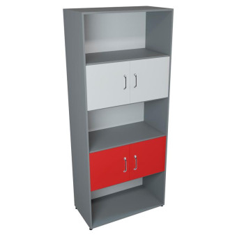 Шкаф полуоткрытый Точка Роста ТР3 широкий (серый/белый/красный, 854х481х2008 мм)