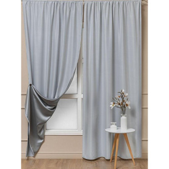 Комплект штор Amore Mio Блэкаут однотонный 6ML Milan-043 (2 портьеры 150x270 см) белый Комплект штор Amore Mio Блэкаут однотонный 6ML Milan-043 (2 портьеры 150x270 см) белый