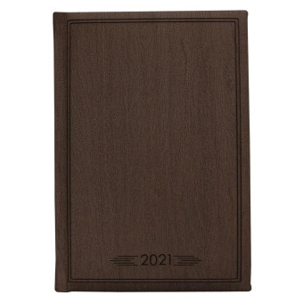 Ежедневник датированный 2021 год InFolio Wood искусственная кожа A5 176 листов коричневый (150x210 мм)