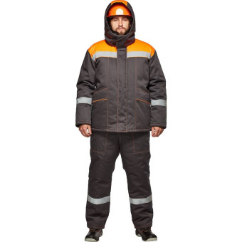 Костюм рабочий зимний мужcкой з45-КПК с СОП серый/оранжевый (размер 44-46, рост 158-164)