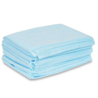 Простыня одноразовая Гекса нестерильная в сложении 140 x 80 см (голубая, 10 штук в упаковке)