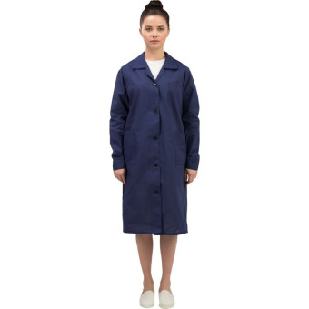 Халат рабочий у02-ХЛ женский синий (размер 56-58, рост 158-164)