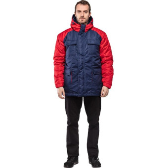 Куртка рабочая зимняя мужская з41-КУ синяя/красная из ткани таслан (размер 56-58, рост 170-176)