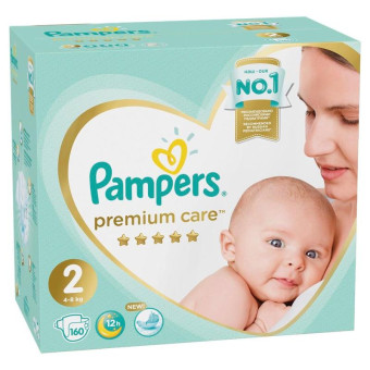 Подгузники Pampers Premium Care New Baby размер 2 (S) 4-8 кг (160 штук в упаковке)