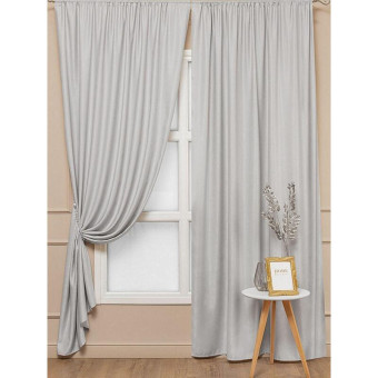 Комплект штор Amore Mio Однотонный софт 42002-036 (2 портьеры 150x270 см) серый