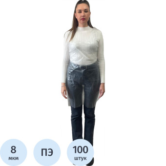 Фартук одноразовый 68х110 см полиэтиленовый 8 мкм белый в пласте (100  штук в упаковке)