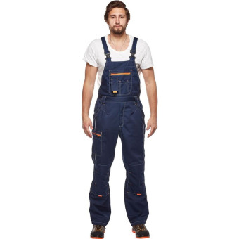 Полукомбинезон рабочий летний мужской л34-ПК со светоотражающим кантом  синий/васильковый (размер 60-62, рост 194-200)