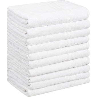 Полотенце махровое Luscan 70х130 см 380 г/кв.м белое 10 штук в упаковке