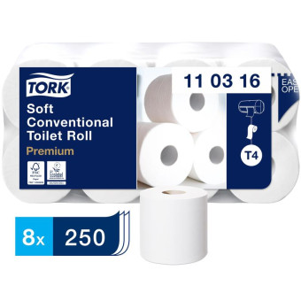 Бумага туалетная Tork Premium 110316 Т4 3-слойная белая (8 рулонов в упаковке)