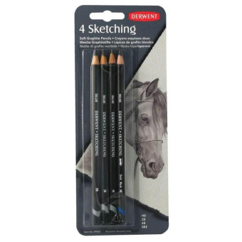 Набор карандашей чернографитных Derwent Sketching 4 штуки в блистере