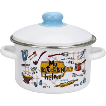 Кастрюля Эмаль Домашняя кухня (550003776) 2 л эмалированная сталь с крышкой Кастрюля Эмаль Домашняя кухня (550003776) 2 л эмалированная сталь с крышкой