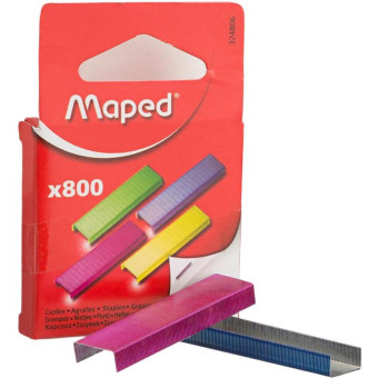 Скобы для степлера №26/6 Maped цветные (800 штук в упаковке)