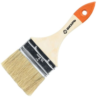 Кисть малярная Вихрь из натуральной щетины 75 мм с деревянной рукояткой (73/3/4/5)