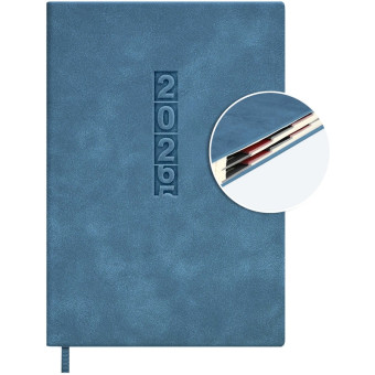 Ежедневник датированный 2026 год Escalada искусственная кожа А5 176   листов голубой (голубой обрез), 70271