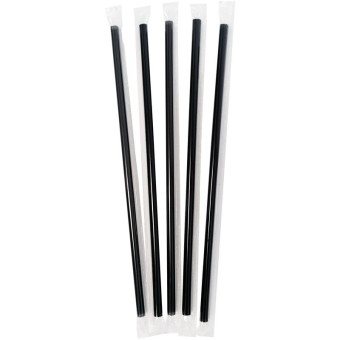 Трубочки для коктейля полипропиленовые прямые в индивидуальной упаковке длина 210 мм диаметр 7 мм (200 штук)
