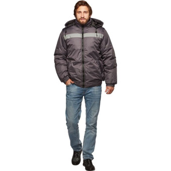 Куртка рабочая зимняя (куртка-бомбер) мужская с СОП серая из ткани дюспо (размер 48-50, рост 182-188)