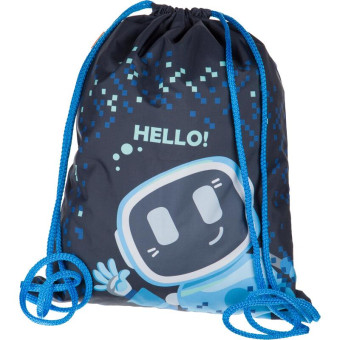 Мешок для сменной обуви Комус Класс (№1 School) Robot Hello 330x420 мм синий с 1 отделением